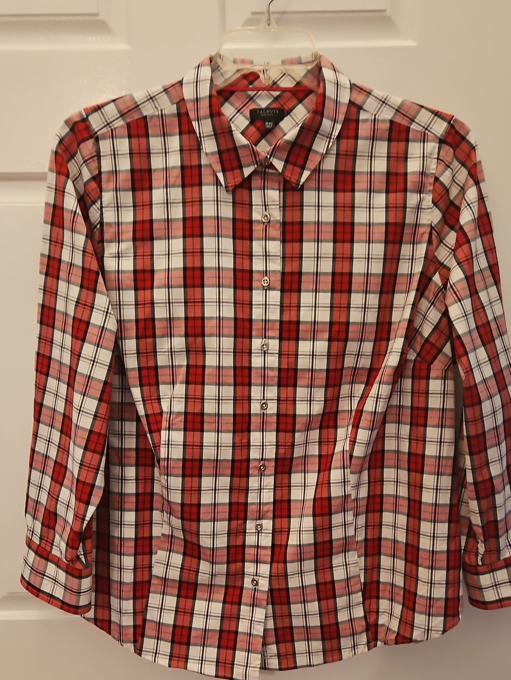 Talbots Shirt. Red & White Plaid. Woman's Petite 18